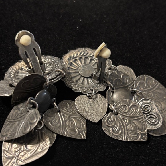 Heart Concho Waterfall Cha Cha Earrings Pressed Hearts - Picture 12 of 12